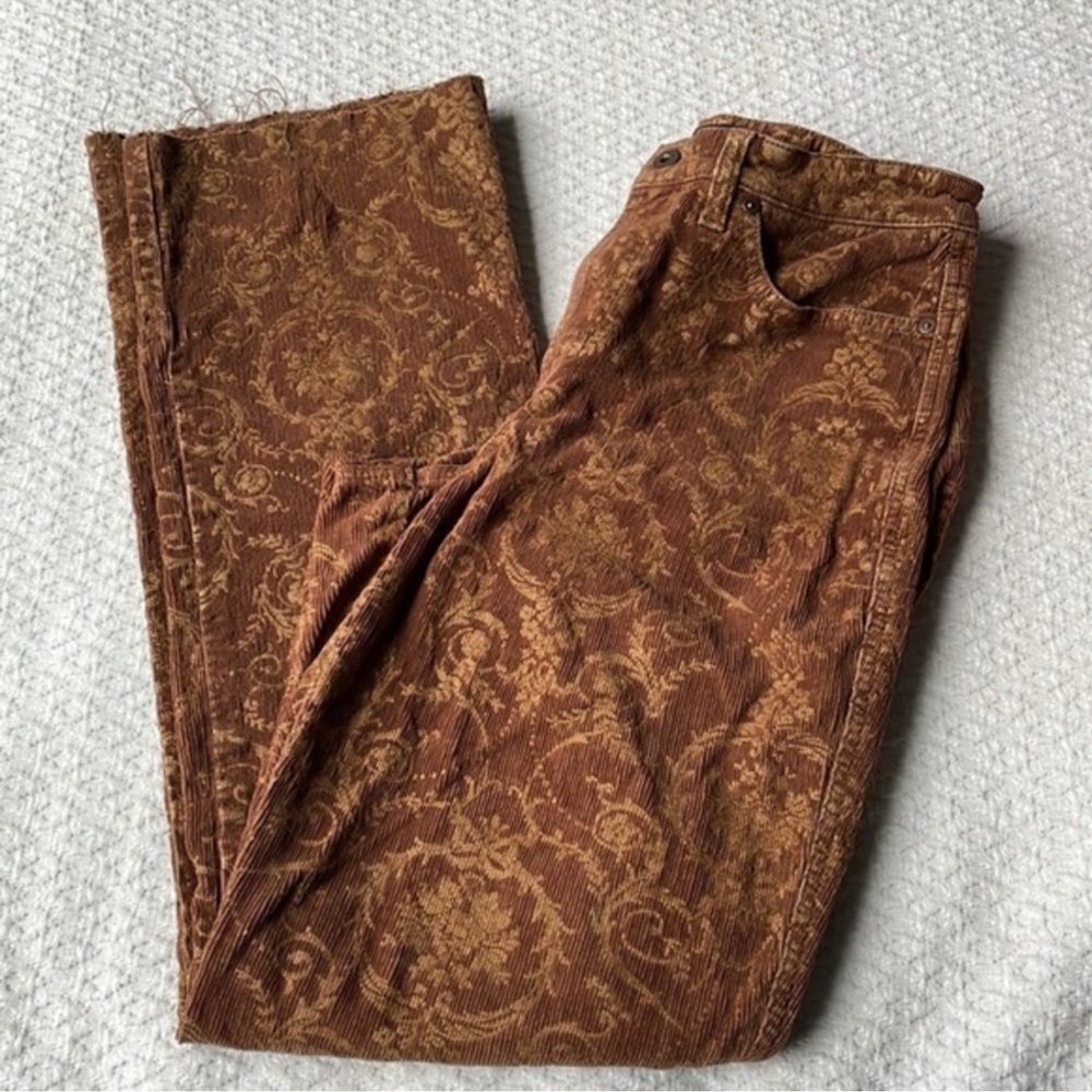 Patterned Brown Corduroy Pants - Women's